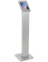 Heavy Duty iPad Enclosure Floor Stand with Weighted Base for Extra Stability 15 inch wide iPad enclosure floor stand with modern and sleek design
