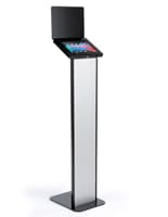 9.7" Apple iPad and Samsung Brandable Tablet Kiosk Black and silver brandable tablet kiosk for multiple 9.7" tablet devices