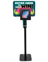 This Height Adjustable iPad Display with Graphics Will Be a Great Addition to Any Tradeshow Booth Setup Height adjustable iPad display with graphics has an exposed home button