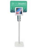 This Interactive iPad Station with Custom Graphics Can Be Adjusted To Suit Your Business's Desires Interactive iPad station with custom graphics is orientation adjustable