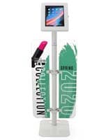 This iPad Display Stand with Foam Board Graphics Used for Collecting Visitor Information iPad display stand with foam board graphics has a steel lockable enclosure