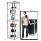 Portable Display Case w/Top & Side Lights, Locking Hinged Door, Carry Case - Silver