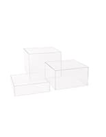 Clear Acrylic Cube Risers with Hollow Bottoms, Set of 3 - Transparent Clear Acrylic Cubes with 6" Height