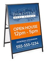 Sidewalk Sign for 30 x 40 Poster Boards, Double-sided, Easy Slide-in Channels - Black Yard sign holders with double sided feature