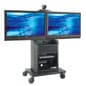 TV Cart with 2 Mounts for Monitors 55", Height-adjustable Camera Shelf - Black