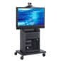 TV Cart with Mount for Monitors 55", Storage Cabinet, Camera Shelf - Black