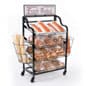 Bakery Display Rack w/ Wheels, 4 Shelves, 2 Side Baskets & Header - Black