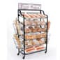 61"w Bakery Display Rack w/ Wheels, 6 Shelves, 4 Side Baskets & Header - Black