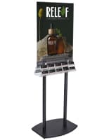 Double-Sided Poster Stand with Business Card Slots Combines Advertising with Distributing Information Double-Sided Poster Stand with Business Card Slots on 2 Racks