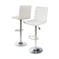 Adjustable Stool w/ Leatherette Seat, 360° Swivel, Backrest, Set of 2 - White