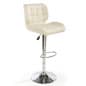 Adjustable Stool w/ Leatherette Seat, 360° Swivel, Backrest, Set of 2 - Ivory