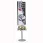 22" x 56" Floor Standing Poster Holder with Magazine Trays, Double-Sided - Silver