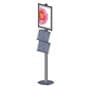 Floor Standing Poster Holder with 2 Literature Trays, Round Base