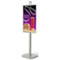 Floor Stand Poster Holder, Snap Open Frame, Square Base - Silver
