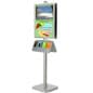 22" x 28" Floor Stand Poster Holder, Brochure Tray, Snap Frame, Double-Sided - Silver