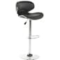 Adjustable Stool w/ Leatherette Seat, 360 Degree Swivel, Backrest, Footrest - Black