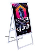 Light Box A-Frame Sign, Multiple Sizes, Color Changing LEDs, Remote Control - Silver LED sandwich board with remote for color changing options