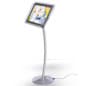 11" x 17" Floor Standing LED Sign Holder, Angled Display, Illuminated - Silver