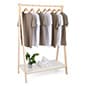 Eco-Friendly Wooden Clothes Rack with Wooden Shelf, Easy Assembly - Natural