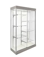 LED Glass Display Cabinet w/ Split Adjustable Shelves, LED Lights, and Locking Door LED glass display cabinet with tempered glass