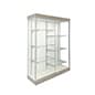 LED Glass Display Cabinet w/ Split Adjustable Shelves, LED Lights, and Locking Door