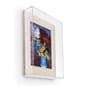 Wall Mounted Exhibit Case w/ Linen Backing, Acrylic Vitrine - Tan
