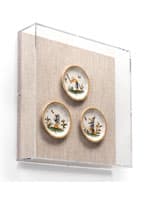 Square Shadow Box Gallery Frame with Acrylic Case Mounted Antique Plates in Square Shadow Box Gallery Frame