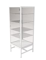 24" Glass Showcase Tower w/ LED Lighting, Locking Door, and Adjustable Shelves Glass showcase tower with LED lighting