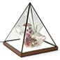 LED Glass Pyramid Case, Countertop, Dark Frame, Wood Base, Lift-Off Top - 3 Sizes