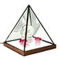 LED Glass Pyramid Case, Countertop, Dark Frame, Wood Base, Lift-Off Top - 3 Sizes