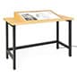 32" Angled Touch Screen Digital Desk, 10pt PCAP, Wireless Charging Pad - Wood Grain