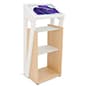 21.5" Touch Digital Retail Kiosk, Adjustable Shelves, Android 11 - White/Maple Wood