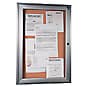 30 x 36 Enclosed Cork Board with Locking Door - Silver