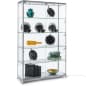 48” Display Case w/ 9 Halogen Top & Side Lights, 4 Fixed Shelves, Hinged Doors-Silver