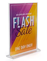 Workshop Series Acrylic Sign Holder, Tabletop, T-style, Multiple Sizes - Clear Recycled acrylic tabletop sign holders with sustainable build