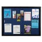 48” x 36” Enclosed Bulletin Board w/ Sliding Doors, Locking - Black w/ Blue Fabric