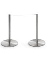 8-Barrier Silver Low Profile Stanchion Set with Brushed Finish Thin 8-Barrier Silver Low Profile Stanchion Set