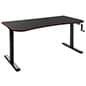 63"w Computer Desk with Height Adjustable Crank, Desk Pad Protector - Black