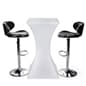 Lighted Hourglass Cocktail Table Set, 2 Black Leatherette Stools, Rechargeable