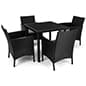 Dining Set w/ 29"h Table, Outdoor, 4 Cushioned Chairs, Synthetic Rattan - Dark Brown