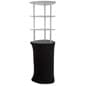 Trade Show Display Tower w/ Acrylic Shelves, Black Fabric Cover, Portable - Silver