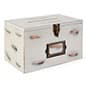 Wooden Card Box w/ Side Pocket, 4 x 2 Signage Frame, Top Insert, Countertop - Ivory