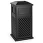 17 Gal Cast Aluminum Trash Receptacle w/ Powder Coated Finish, Basket Weave - Black
