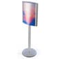 18" x 24" Floor Standing Sign Holder, Front Loading, Curved, Double-Sided - Silver