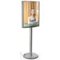 22" x 28" Floor Standing Backlit LED Sign Holder, Curved Frame, Double-Sided - Silver