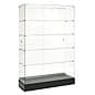 48" Glass Display Case w/ Sliding Doors, Fixed Shelves, Frameless - Black