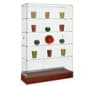 48" Glass Display Case w/ Sliding Doors, Fixed Shelves, Frameless - Cherry