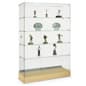 48" Glass Display Case w/ Sliding Doors, Fixed Shelves, Frameless - Maple