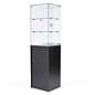Display Case w/ Tempered Glass Frameless Top, Black Cabinet Base & Locking Door