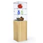 Display Case w/ Tempered Glass Frameless Top, Maple Cabinet Base & Locking Door